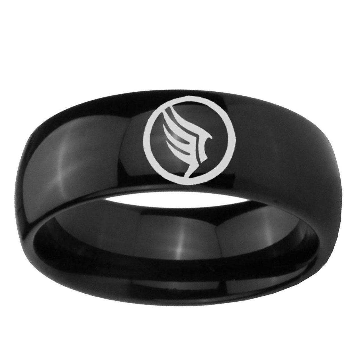 10mm Classic Dome Mass Effect Shiny Black Tungsten Ring