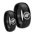 Classic Dome Mass Effect Shiny Black Tungsten Couple Band Set