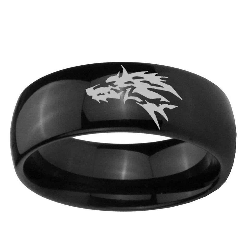 10mm Wolf Dome Black Tungsten Ring