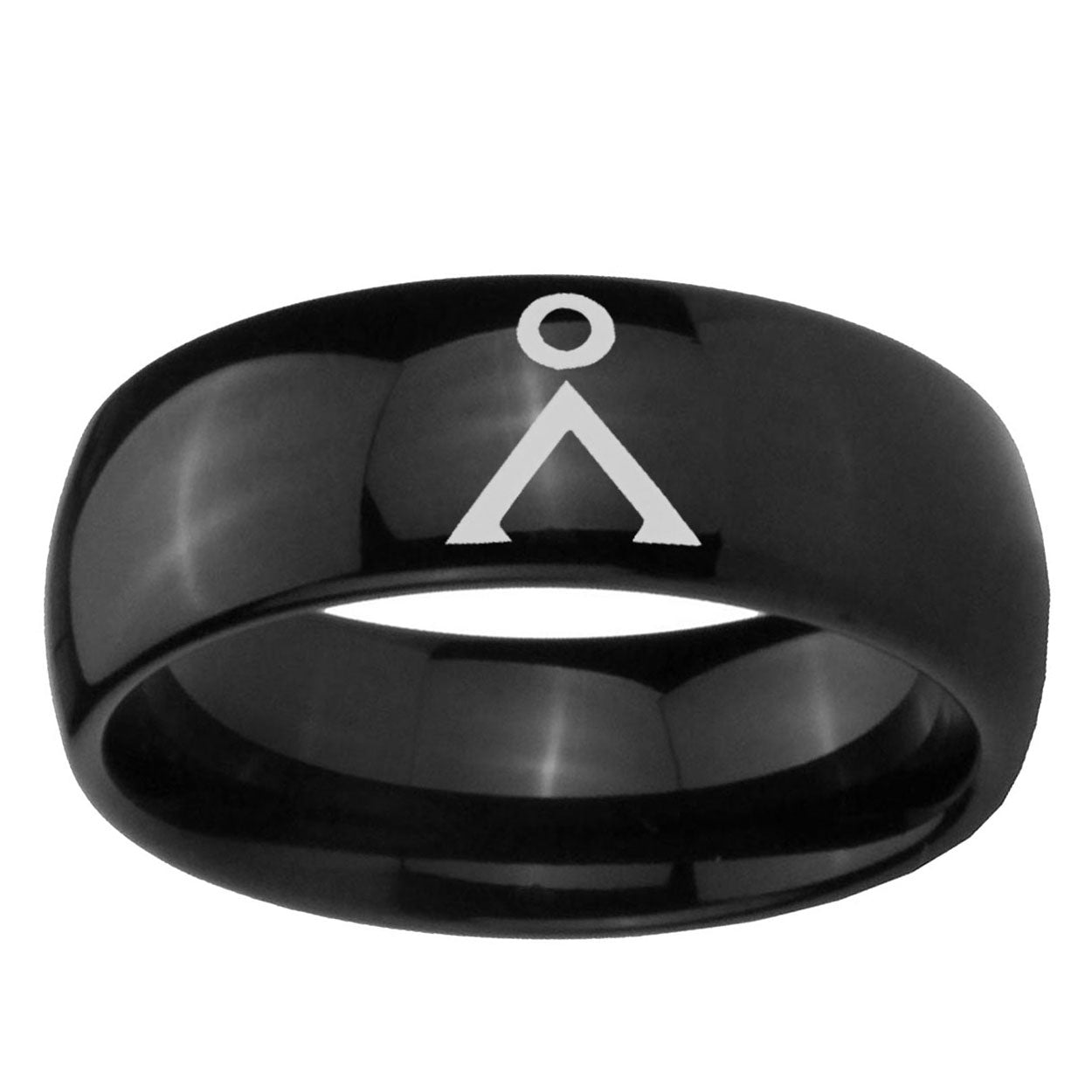 10mm Stargate Dome Black Tungsten Ring