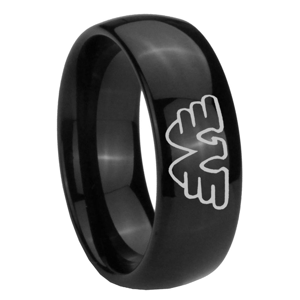 10mm Waylon Jennings Dome Black Tungsten Carbide Engraved Ring