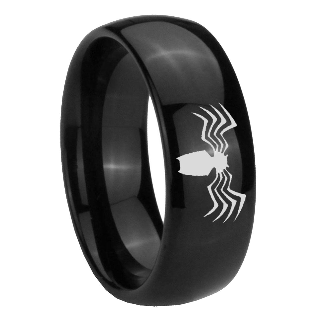 10mm Spider Dome Black Tungsten Carbide Mens Anniversary Ring
