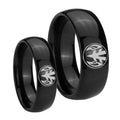 Love Power Rangers Dome Black Tungsten Bridal Set Rings