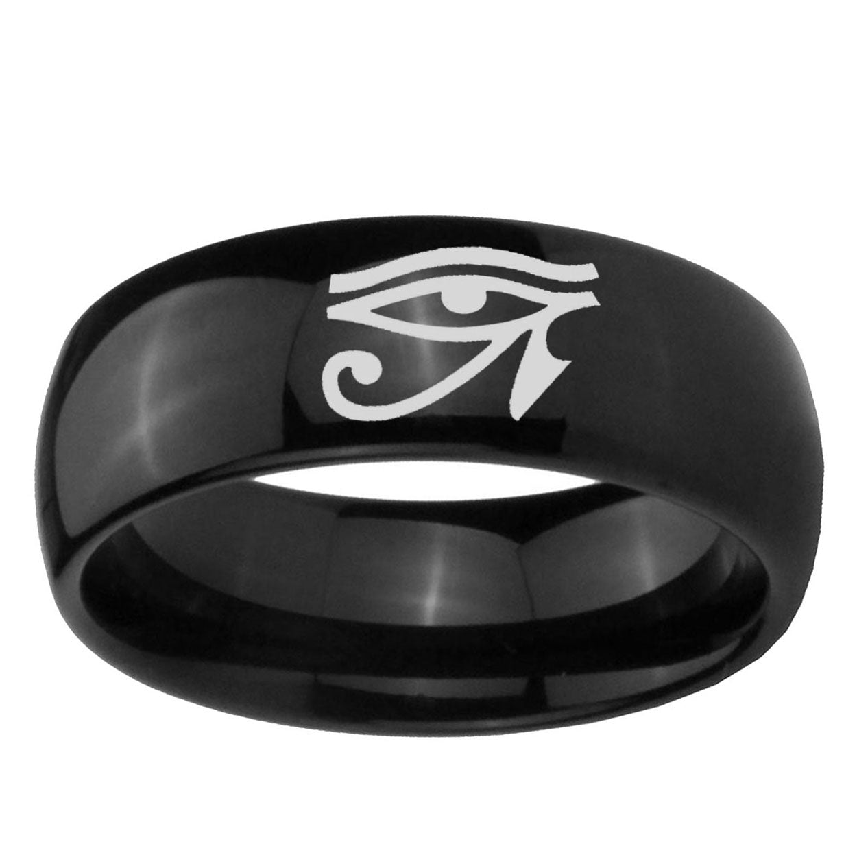10mm Seeing Eye Dome Black Tungsten Carbide Mens Engagement Ring