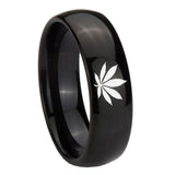 8mm-Marijuana-Leaf-Dome-Black-Tungsten-Carbide-Men's-Engagement-Ring