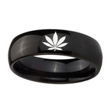 8mm-Marijuana-Leaf-Dome-Black-Tungsten-Carbide-Men's-Engagement-Ring