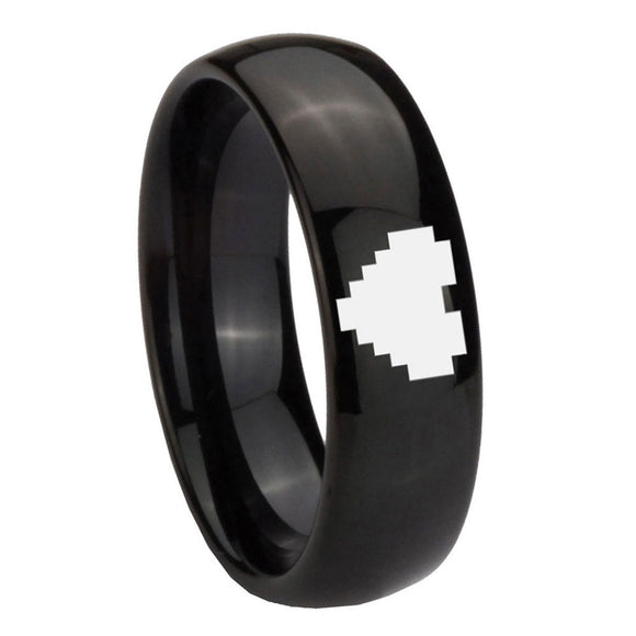 8mm-Classic-Dome-Zelda-Heart-Shiny-Black-Tungsten-Laser-Engraved-Ring