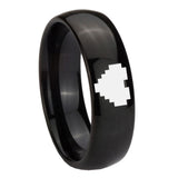 10mm-Classic-Dome-Zelda-Heart-Shiny-Black-Tungsten-Carbide-Men's-Ring