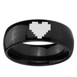 10mm Classic Dome Zelda Heart Shiny Black Tungsten Ring