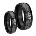 Celtic Zelda Dome Black Tungsten Wedding Set Ring