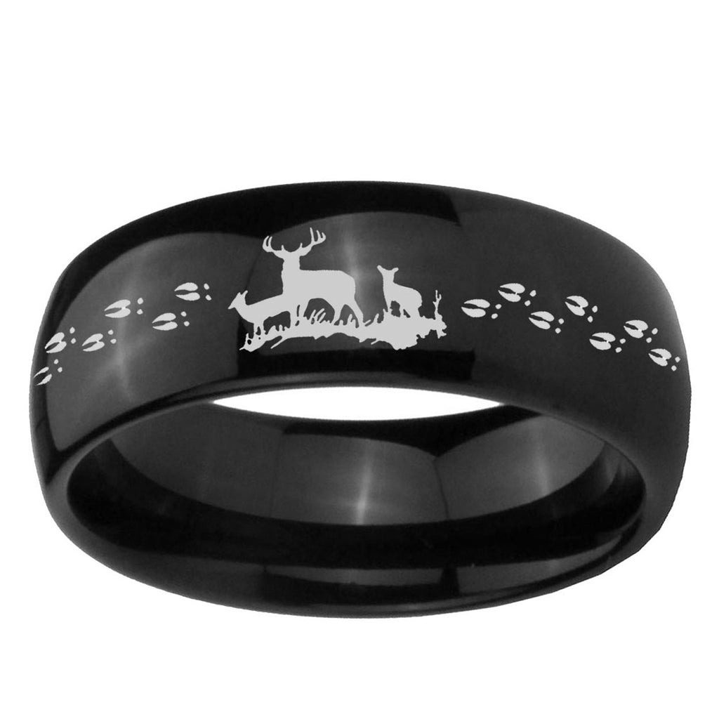 10mm Deer Hunting Dome Black Tungsten Ring