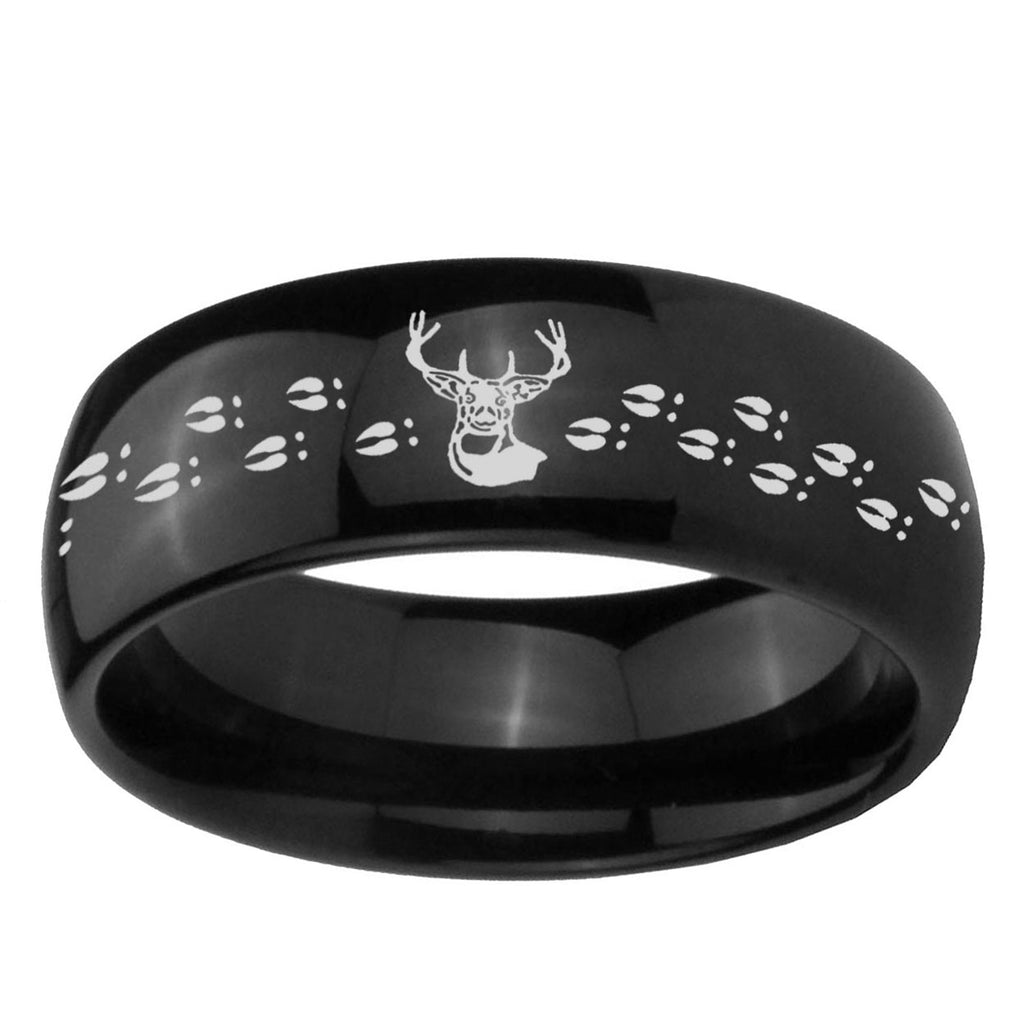 10mm Deer Antler Dome Black Tungsten Ring