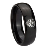 8mm-Skull-Marijuana-Leaf--Dome-Black-Tungsten-Carbide-Men's-Promise-Rings