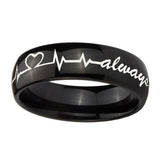 8mm-Heart-Beat-forever-Heart-always-Dome-Black-Tungsten-Carbide-Mens-Ring