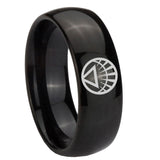 8mm White Lantern Dome Polish Black Tungsten Ring For Men
