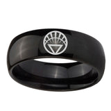 5, 8mm White Lantern Dome Polish Black Tungsten Ring For Men