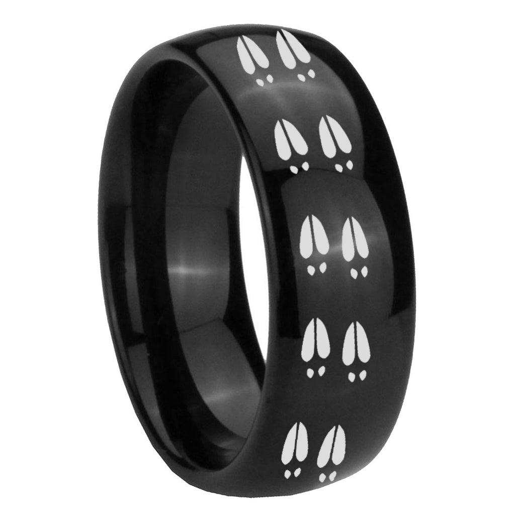 8mm Deer Tracks Dome Black Tungsten Custom Ring for Men