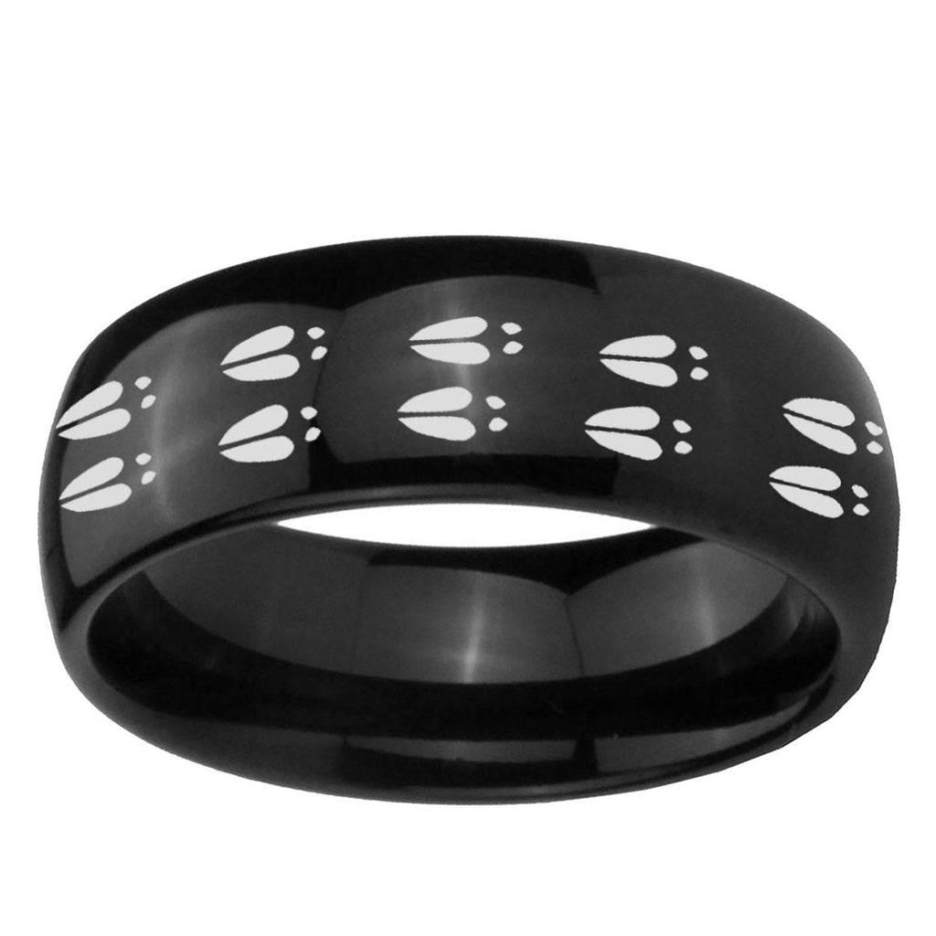 10mm Deer Tracks Dome Black Tungsten Ring