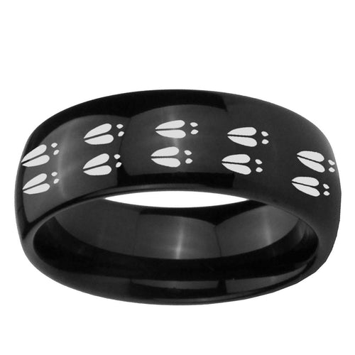 10mm Deer Tracks Dome Black Tungsten Ring