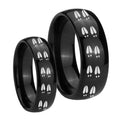 Deer Tracks Dome Black Tungsten Promise Ring Set