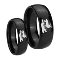 Deer Hunting Dome Black Tungsten Couples Ring Set