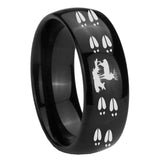8mm Deer Hunting Tracks Dome Black Tungsten Carbide Wedding Band Mens