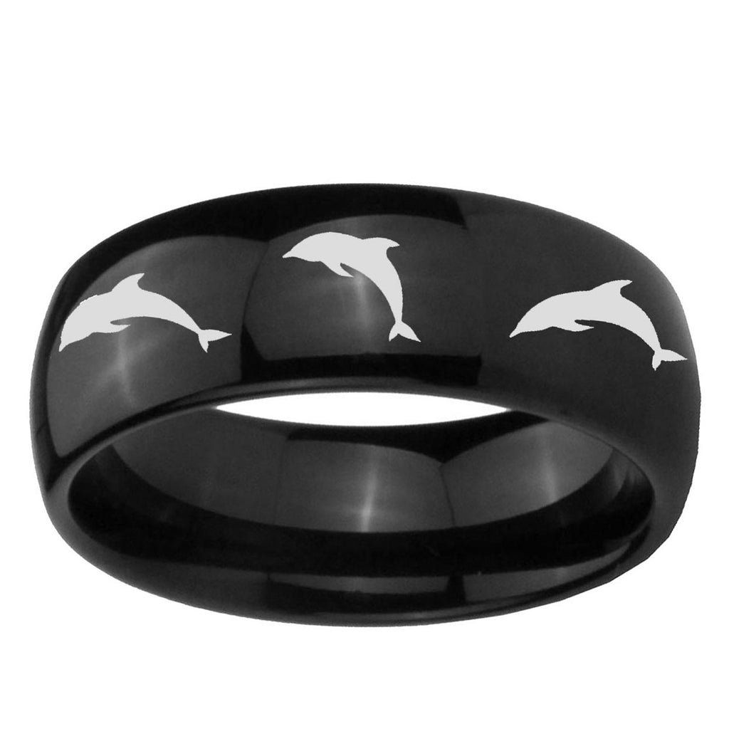 10mm Dolphins Dome Black Tungsten Ring