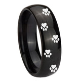 10mm-Paw-Print-Dome-Black-Tungsten-Carbide-Men's-Wedding-Band