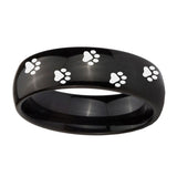 10mm-Paw-Print-Dome-Black-Tungsten-Carbide-Men's-Wedding-Band