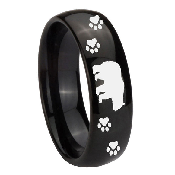 8mm-Bear-and-Paw-Dome-Black-Tungsten-Carbide-Wedding-Engagement-Ring