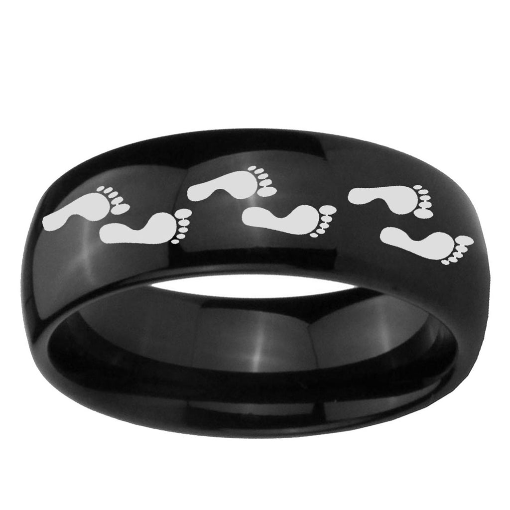 10mm Foot Print Dome Black Tungsten Ring