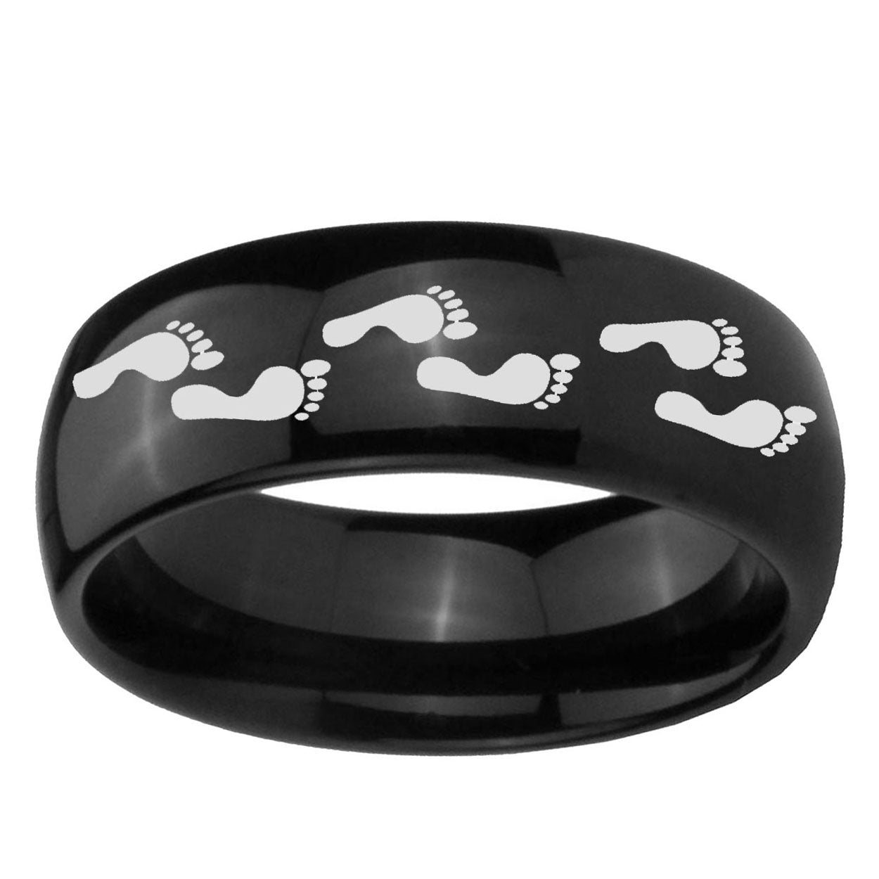 10mm Foot Print Dome Black Tungsten Ring