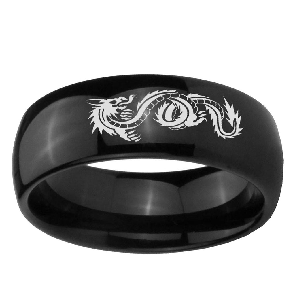 5mm Dragon Dome Black Tungsten Wedding Engraving Ring