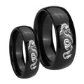 Dragon Dome Black Tungsten Couple Wedding Bands