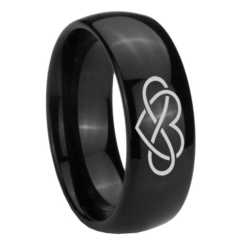 10mm Infinity Love Dome Black Tungsten Carbide Men's Wedding Ring