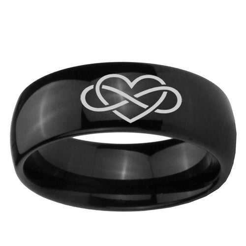 10mm Infinity Love Dome Black Tungsten Ring