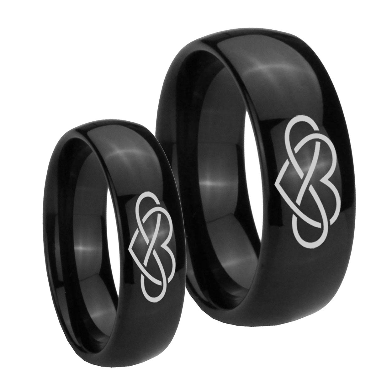 Infinity Love Dome Black Tungsten Couple Rings