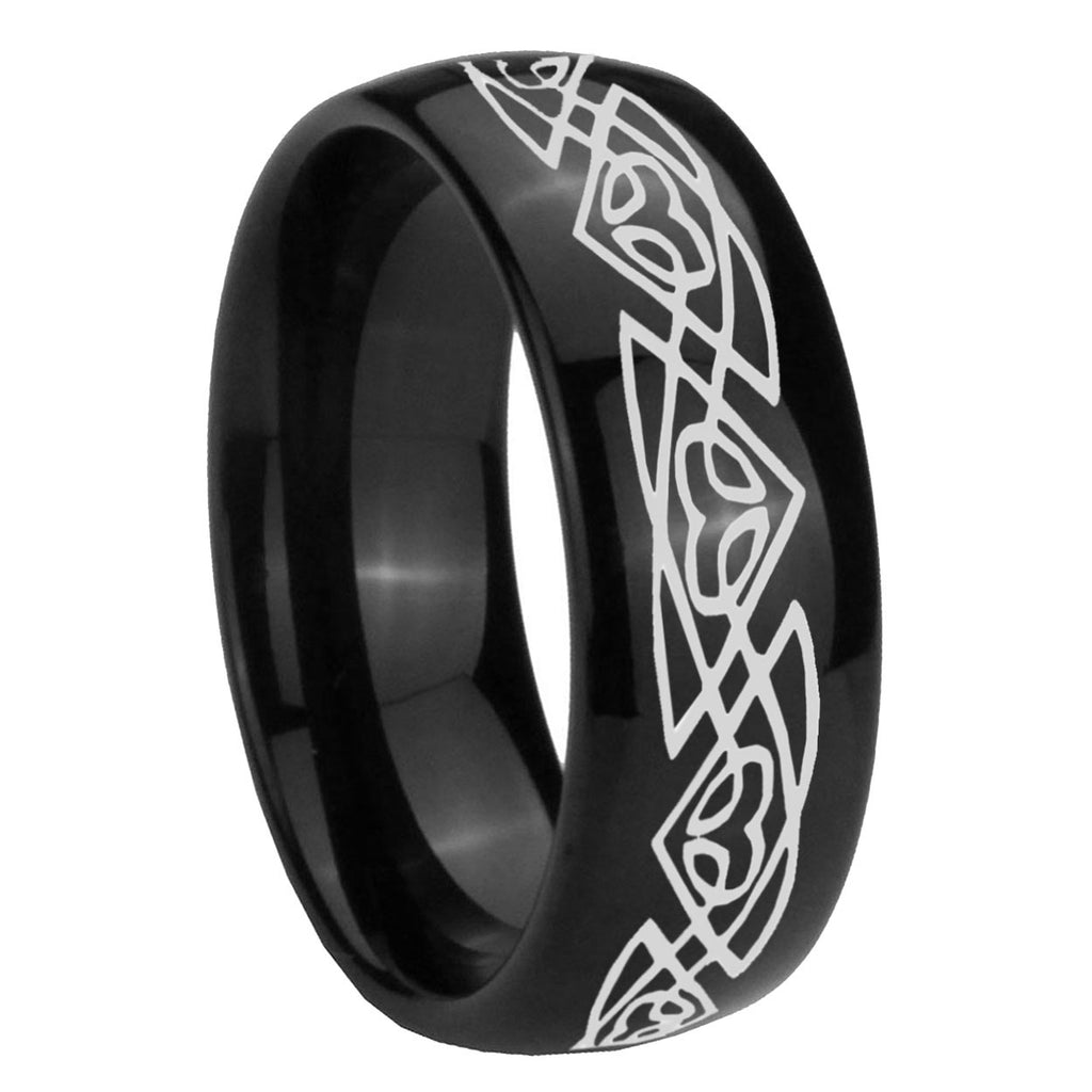 10mm Celtic Braided Dome Black Tungsten Carbide Mens Anniversary Ring