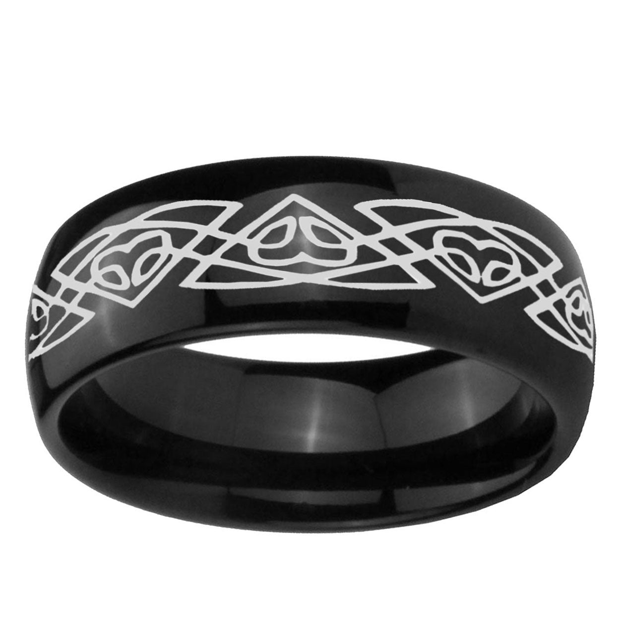 10mm Celtic Braided Dome Black Tungsten Ring