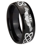 8mm-Irish-Claddagh-Dome-Black-Tungsten-Carbide-Men's-Bands-Ring