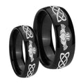 Irish Claddagh Dome Black Tungsten Couple Rings