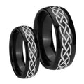 Celtic Knot Dome Black Tungsten Matching Ring Set