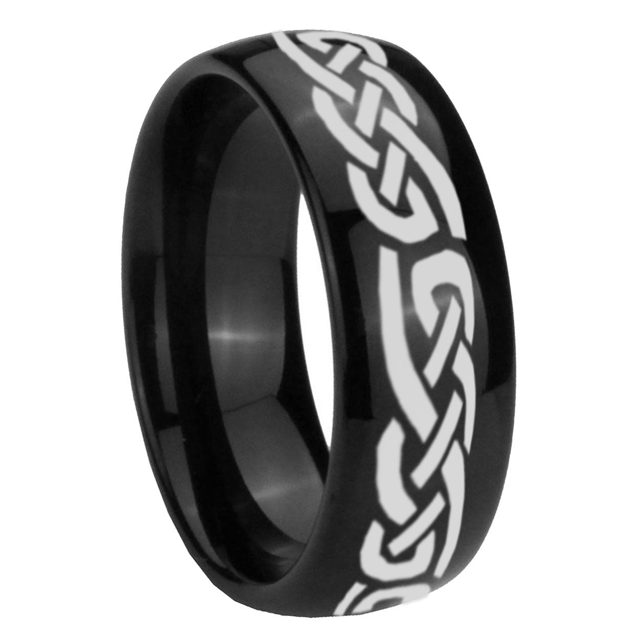 10mm Celtic Knot Infinity Love Dome Black Tungsten Carbide Mens Anniversary Ring