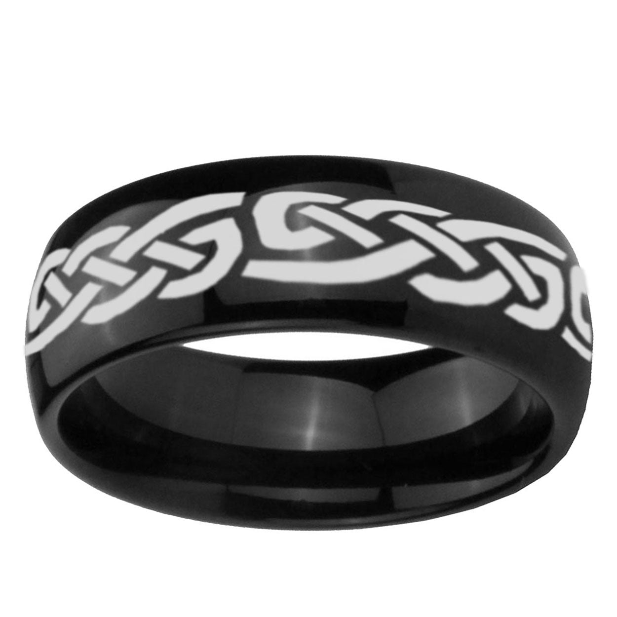 10mm Celtic Knot Infinity Love Dome Black Tungsten Ring