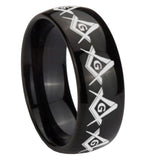 10mm-Masonic-Square-and-Compass-Dome-Black-Tungsten-Carbide-Mens-Anniversary-Ring