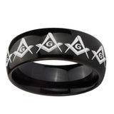 10mm-Masonic-Square-and-Compass-Dome-Black-Tungsten-Carbide-Mens-Anniversary-Ring