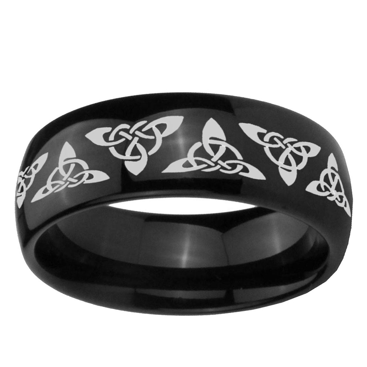 5mm Celtic Knot Dome Black Tungsten Mens Anniversary Ring