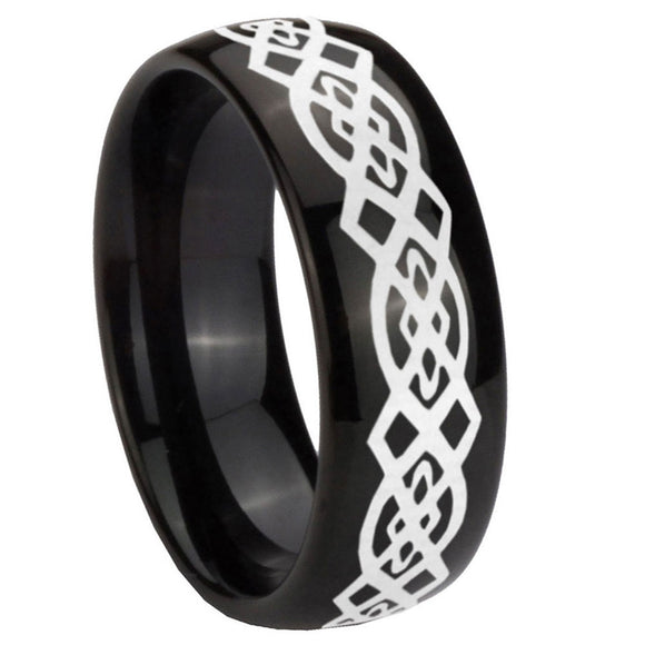10mm-Celtic-Knot-Dome-Black-Tungsten-Carbide-Mens-Bands-Ring