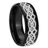 10mm Celtic Knot Dome Black Tungsten Carbide Mens Bands Ring