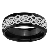 10mm Celtic Knot Dome Black Tungsten Carbide Mens Bands Ring